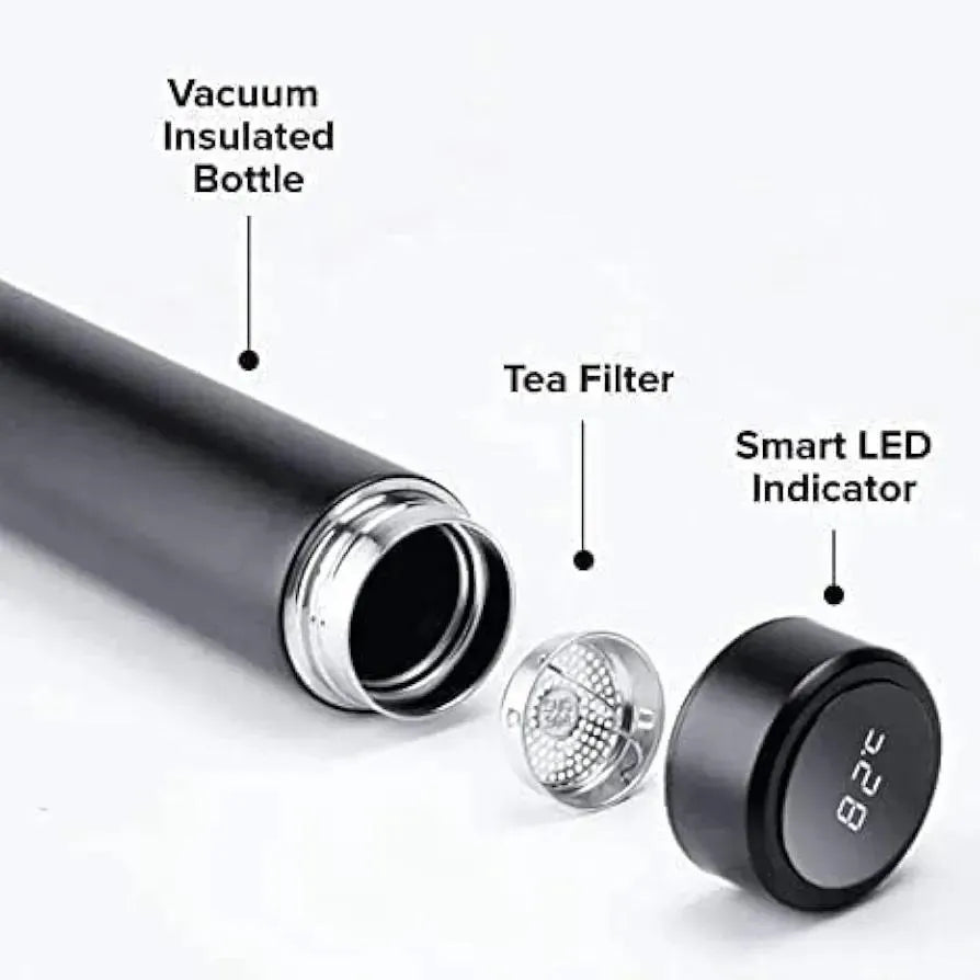 Digital Temp Tea Bottle 50ml Black Stainless Steel
