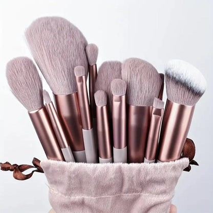 13 Piece Makeup Brush Set With Matching Storage Pouch Professional Soft Bristles For Blending Contouring And Daily Use | Random Color - SwiftLogic Store
