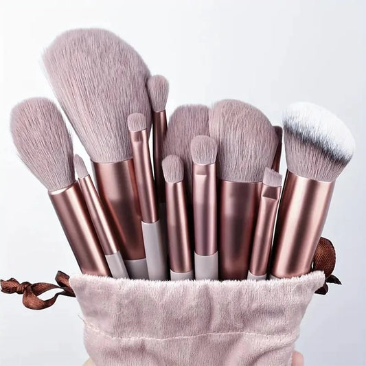 13 Piece Makeup Brush Set With Matching Storage Pouch Professional Soft Bristles For Blending Contouring And Daily Use | Random Color - SwiftLogic Store