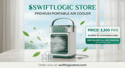 3-in-1 Portable Mini Air Cooler & Desktop Ice Mist Fan (Load-Shedding Proof) - SwiftLogic Store