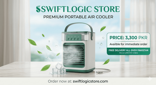3-in-1 Portable Mini Air Cooler & Desktop Ice Mist Fan (Load-Shedding Proof) - SwiftLogic Store