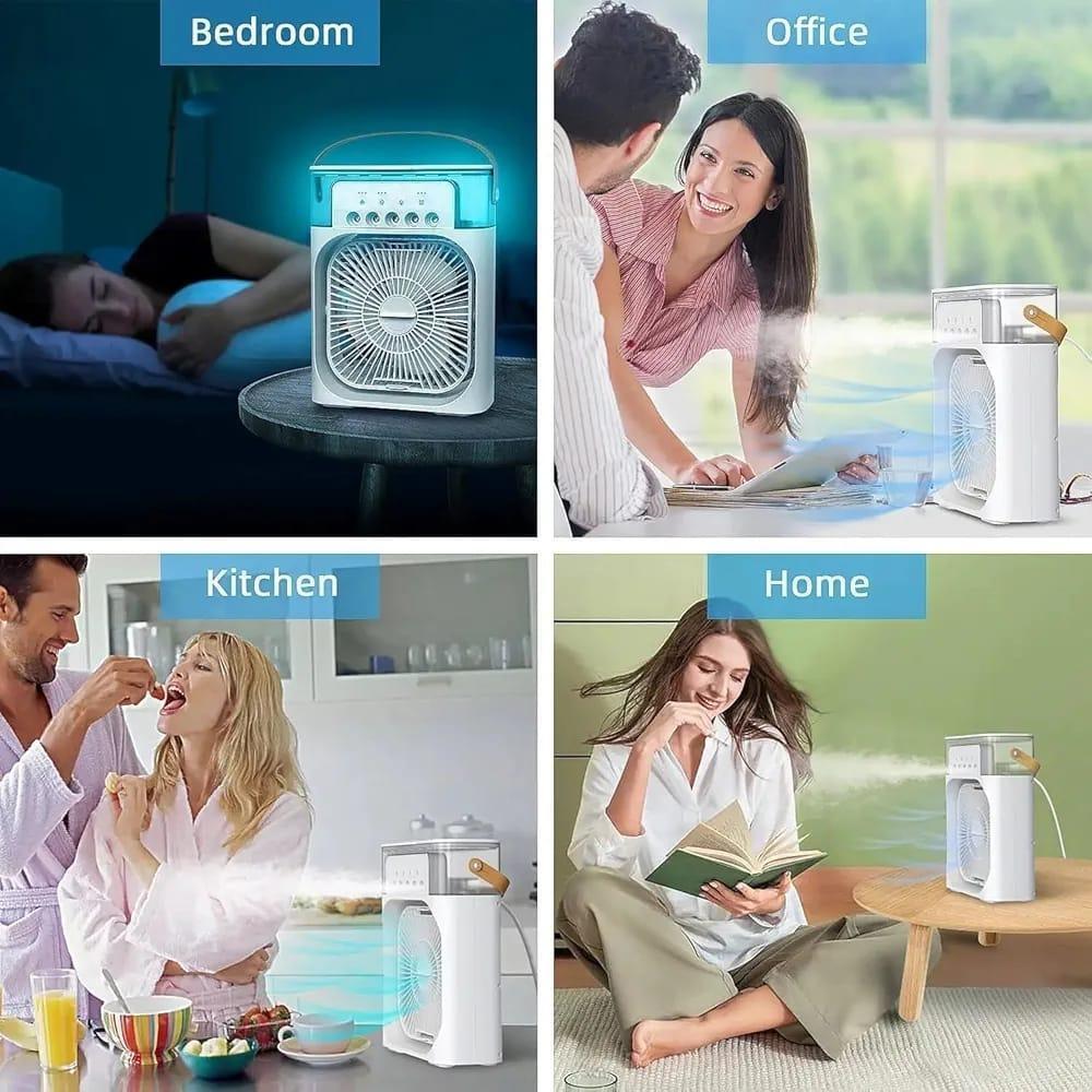 3-in-1 Portable Mini Air Cooler & Desktop Ice Mist Fan (Load-Shedding Proof)