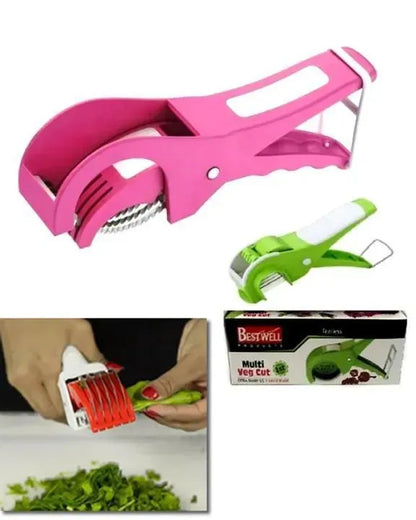 Green Multi-Veg Cutter with 5 Blades for Cucumbers, Peppers, Tomatoes