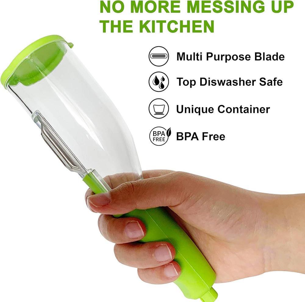 Green Stainless Steel Vegetable Peeler with Transparent Container