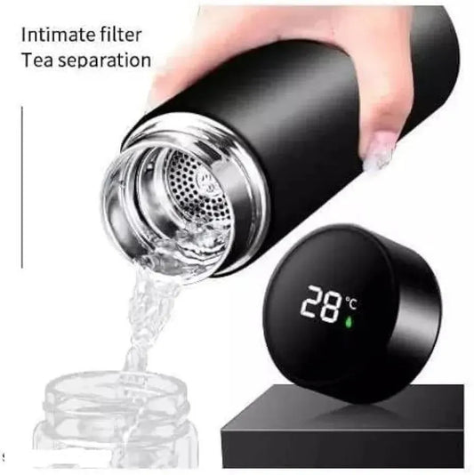 Digital Temp Tea Bottle 50ml Black Stainless Steel
