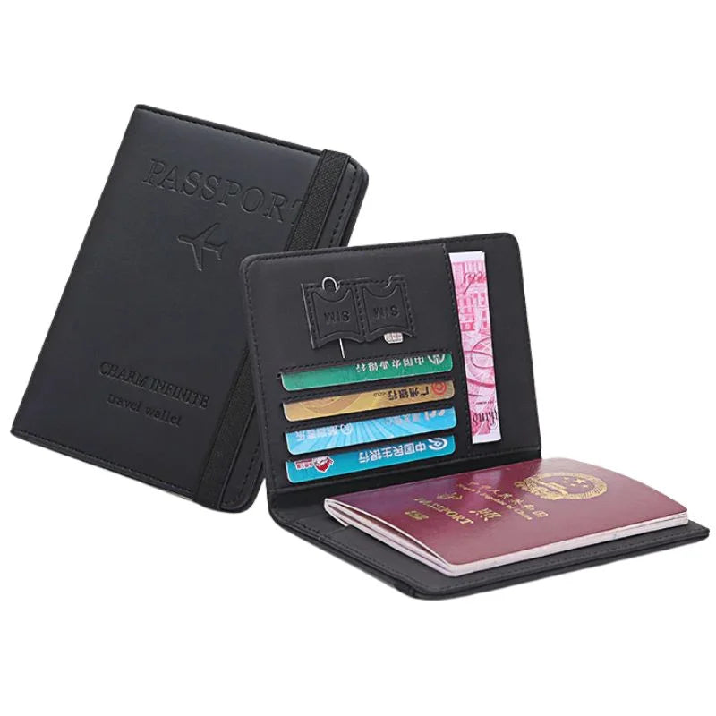 Passport Wallet | PU Leather Travel Document Holder with Card & Cash Pockets | Random Colo