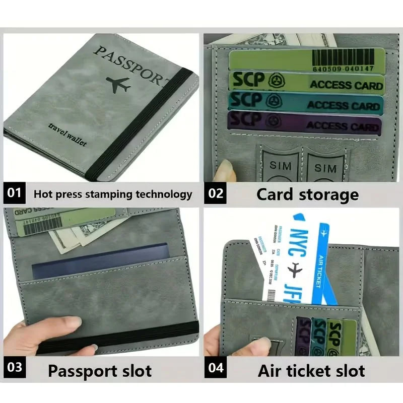 Passport Wallet | PU Leather Travel Document Holder with Card & Cash Pockets | Random Colo