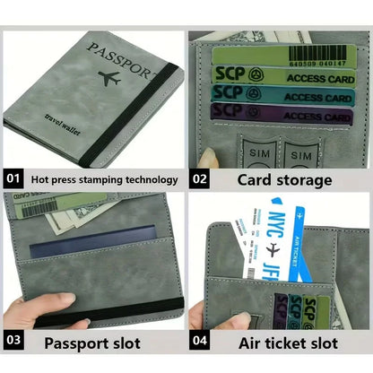 Passport Wallet | PU Leather Travel Document Holder with Card & Cash Pockets | Random Colo