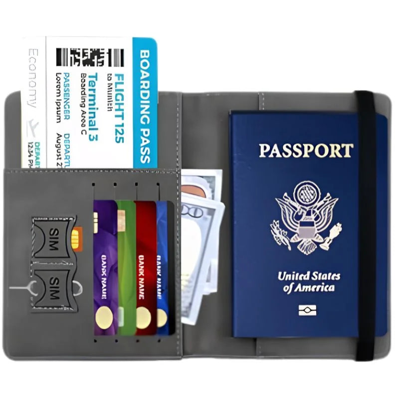 Passport Wallet | PU Leather Travel Document Holder with Card & Cash Pockets | Random Colo