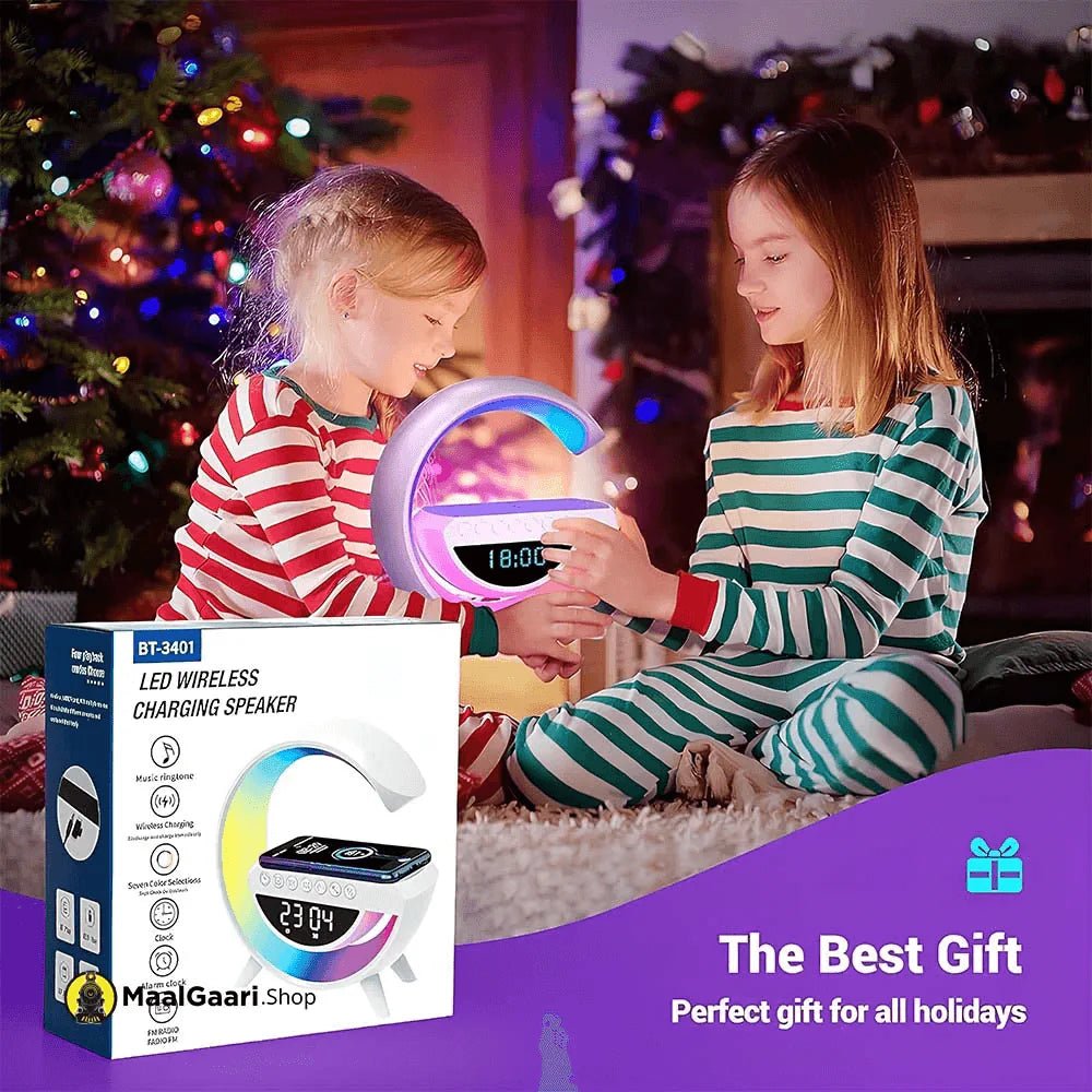 BT-3401 LED Wireless Charging Speaker & Atmosphere Lamp | RGB Night Light | Bluetooth Speaker | Fast Wireless Charger - SwiftLogic Store