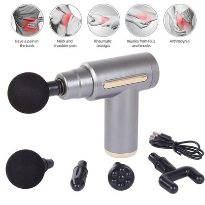 Deep Tissue Muscle Massage Gun | Fascia Relaxation Massage Gun with 6 Speed Levels & 4 Massage Heads | Random Color - SwiftLogic Store