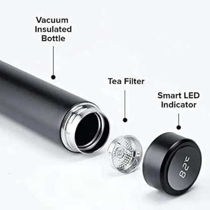 Digital Temp Tea Bottle 50ml Black Stainless Steel - SwiftLogic Store