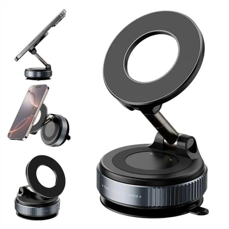 Foldable Magnetic Car Phone Holder | 360° Rotating Suction Mount, Universal - SwiftLogic Store