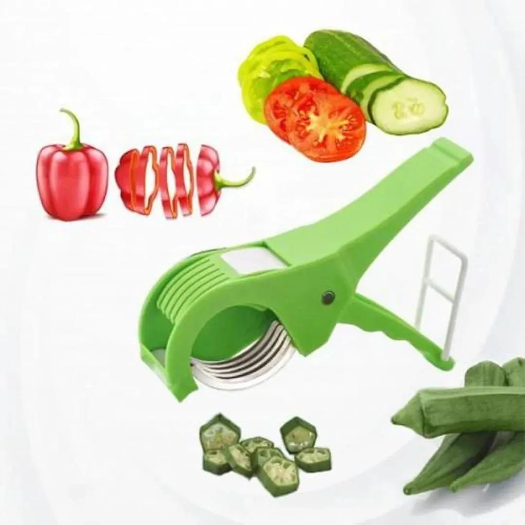 Green Multi-Veg Cutter with 5 Blades for Cucumbers, Peppers, Tomatoes - SwiftLogic Store