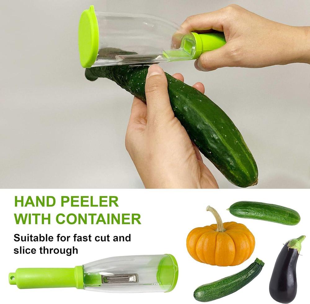 Green Stainless Steel Vegetable Peeler with Transparent Container - SwiftLogic Store