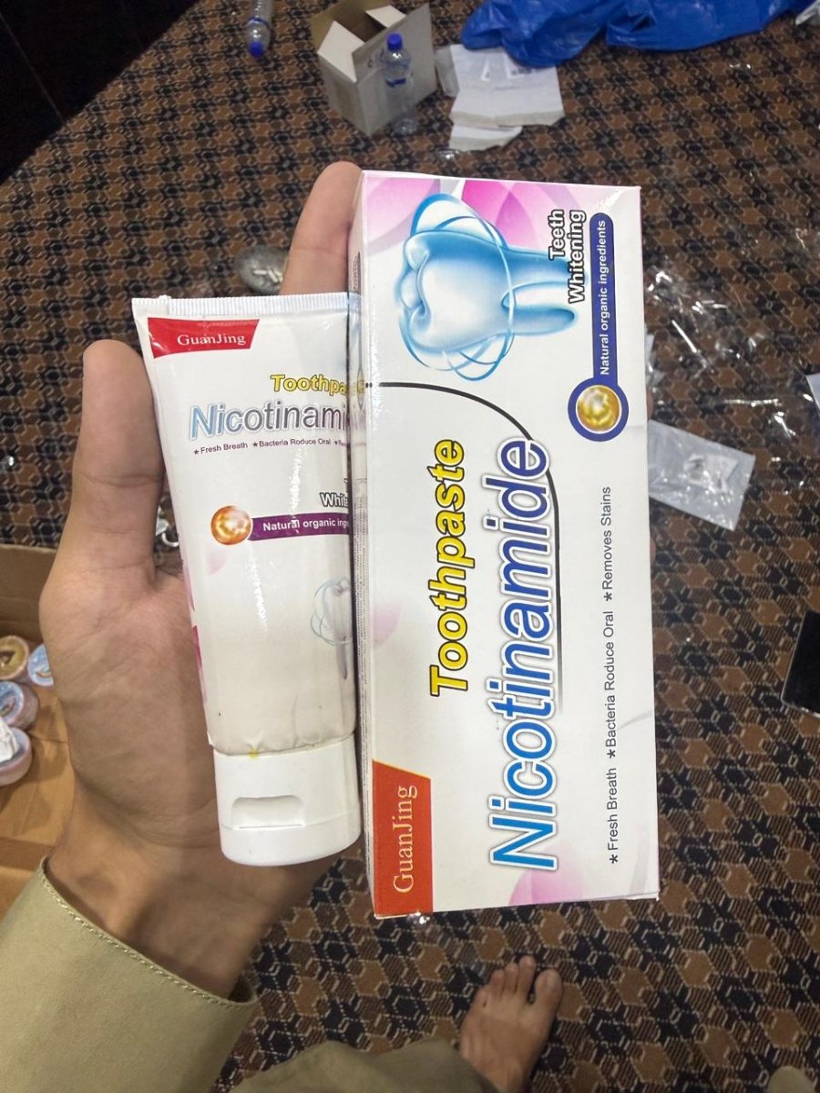 GuanJing Nicotinamide Teeth Whitening Toothpaste – Natural Organic Ingredients for Fresh Breath, Bacteria Reduction & Stain Removal - 80ml - SwiftLogic Store