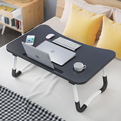 Laptop Table | Black Color | Foldable Legs, Tablet Groove & Cup Slot | Perfect for Working, Reading, Writing, and Eating - SwiftLogic Store