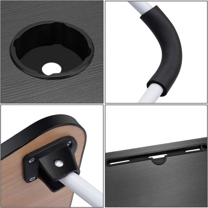 Laptop Table | Black Color | Foldable Legs, Tablet Groove & Cup Slot | Perfect for Working, Reading, Writing, and Eating - SwiftLogic Store