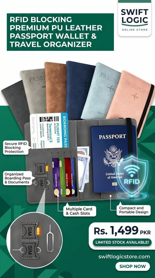 Passport Wallet | PU Leather Travel Document Holder with Card & Cash Pockets | Random Colo - SwiftLogic Store