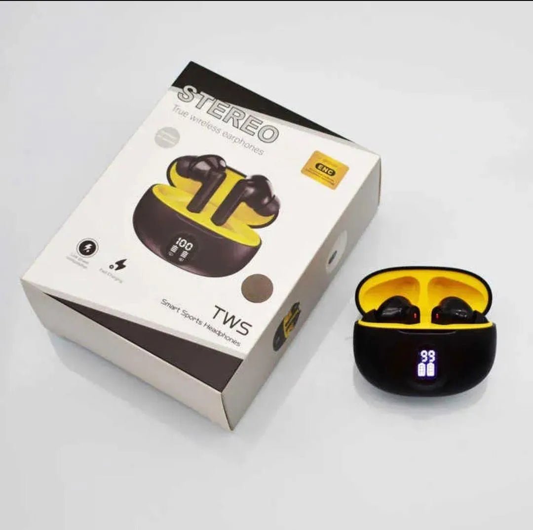 Premium Wireless Earbuds Black Yellow Bluetooth 5.3 - SwiftLogic Store
