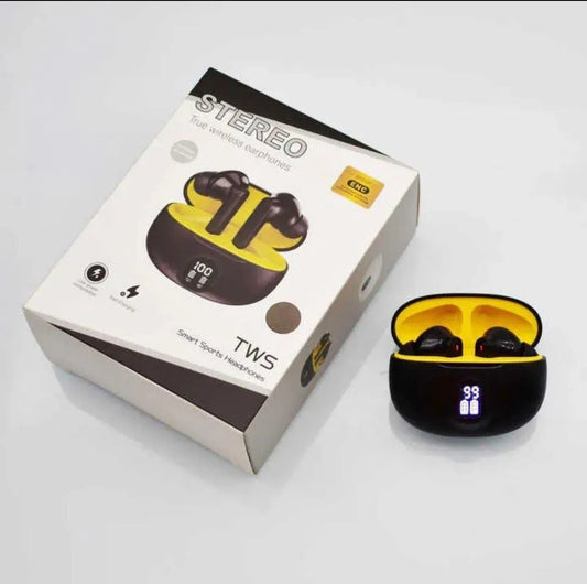 Premium Wireless Earbuds Black Yellow Bluetooth 5.3 - SwiftLogic Store