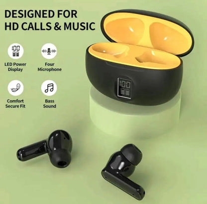 Premium Wireless Earbuds Black Yellow Bluetooth 5.3 - SwiftLogic Store