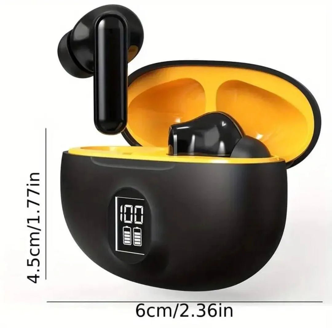 Premium Wireless Earbuds Black Yellow Bluetooth 5.3 - SwiftLogic Store