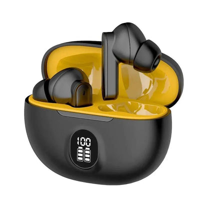 Premium Wireless Earbuds Black Yellow Bluetooth 5.3 - SwiftLogic Store