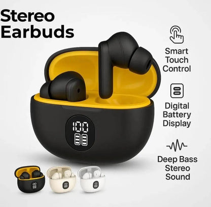 Premium Wireless Earbuds Black Yellow Bluetooth 5.3 - SwiftLogic Store