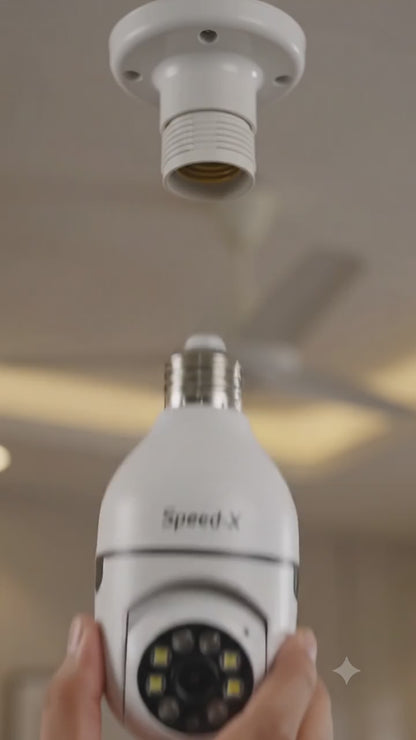 Speed-X Bulb Camera 1080P WiFi 360° Panoramic Security Camera | Night Vision & Two-Way Audio