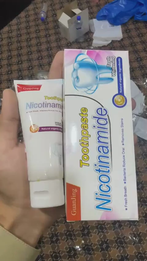 GuanJing Nicotinamide Teeth Whitening Toothpaste – Natural Organic Ingredients for Fresh Breath, Bacteria Reduction & Stain Removal - 80ml