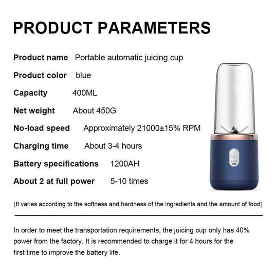 Rechargeable Blue Juicer Blender for Home & Travel - SwiftLogic Store