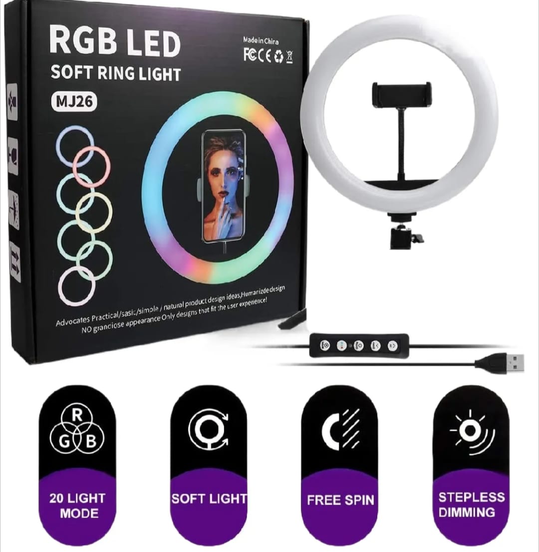 RGB Ringlight 26 CM MJ26 With Mobile Holder - SwiftLogic Store