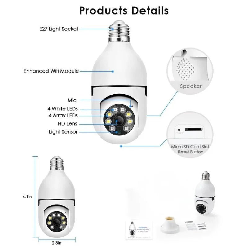 Speed-X Bulb Camera 1080P WiFi 360° Panoramic Security Camera | Night Vision & Two-Way Audio - SwiftLogic Store