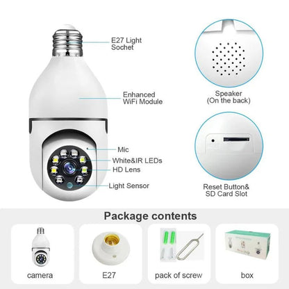 Speed-X Bulb Camera 1080P WiFi 360° Panoramic Security Camera | Night Vision & Two-Way Audio - SwiftLogic Store