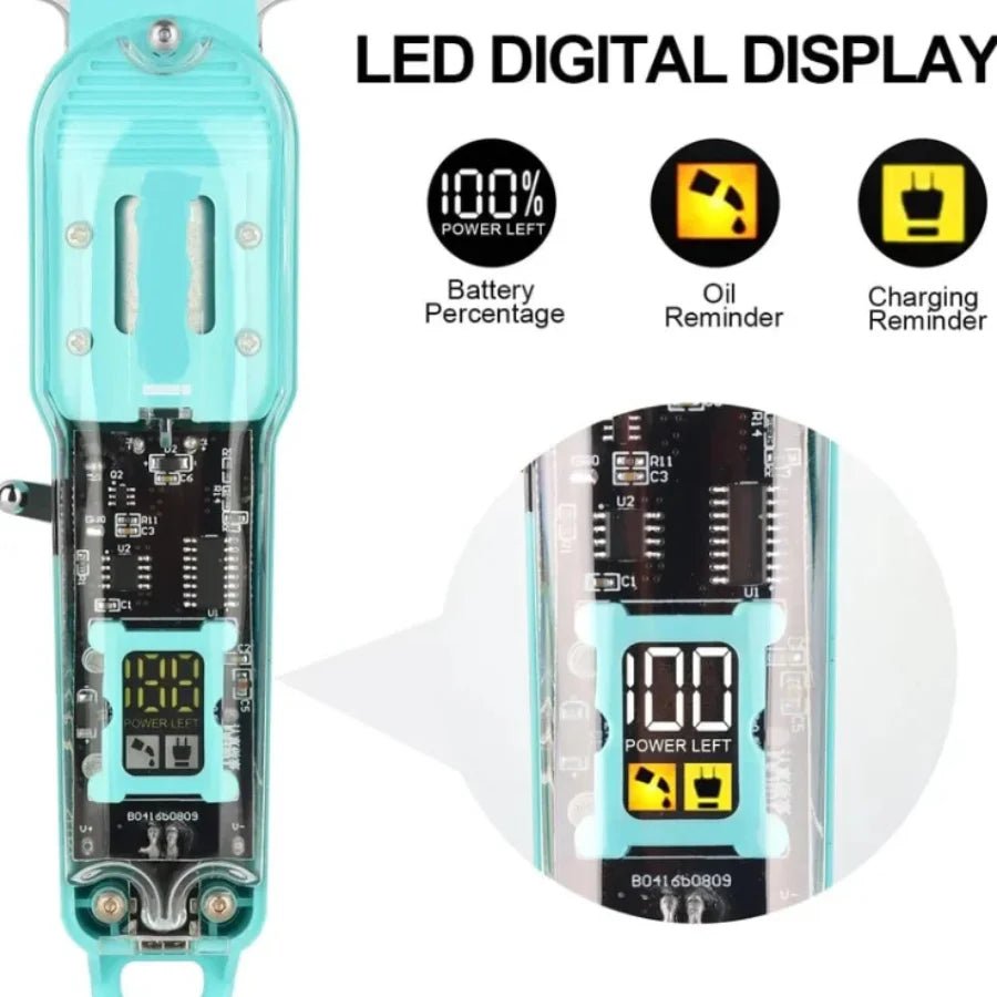 Transparent LCD Electric Hair Trimmer | USB Rechargeable | Professional Grooming - SwiftLogic Store