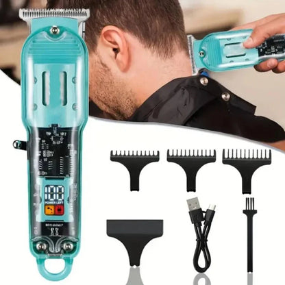 Transparent LCD Electric Hair Trimmer | USB Rechargeable | Professional Grooming - SwiftLogic Store