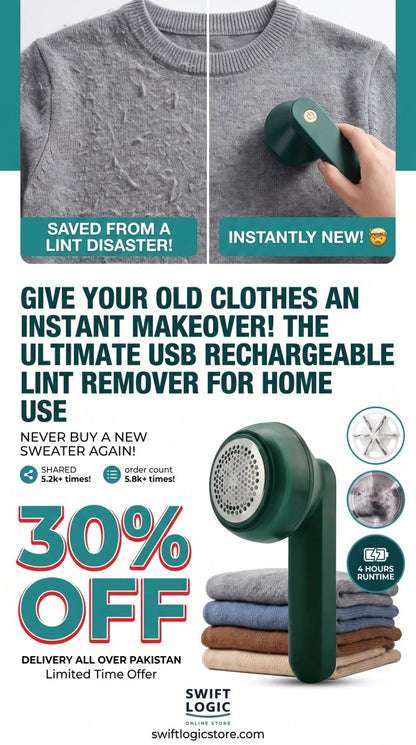 USB Rechargeable Lint Remover for Home Use - SwiftLogic Store